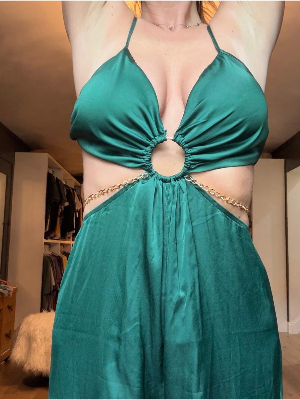 12th Tribe Emerald Ring-Front Wide-Leg Jumpsuit - Picture 3 of 5